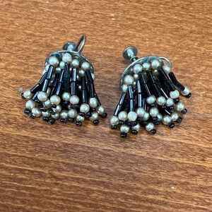 Elegant Black and Silver Beaded Earrings